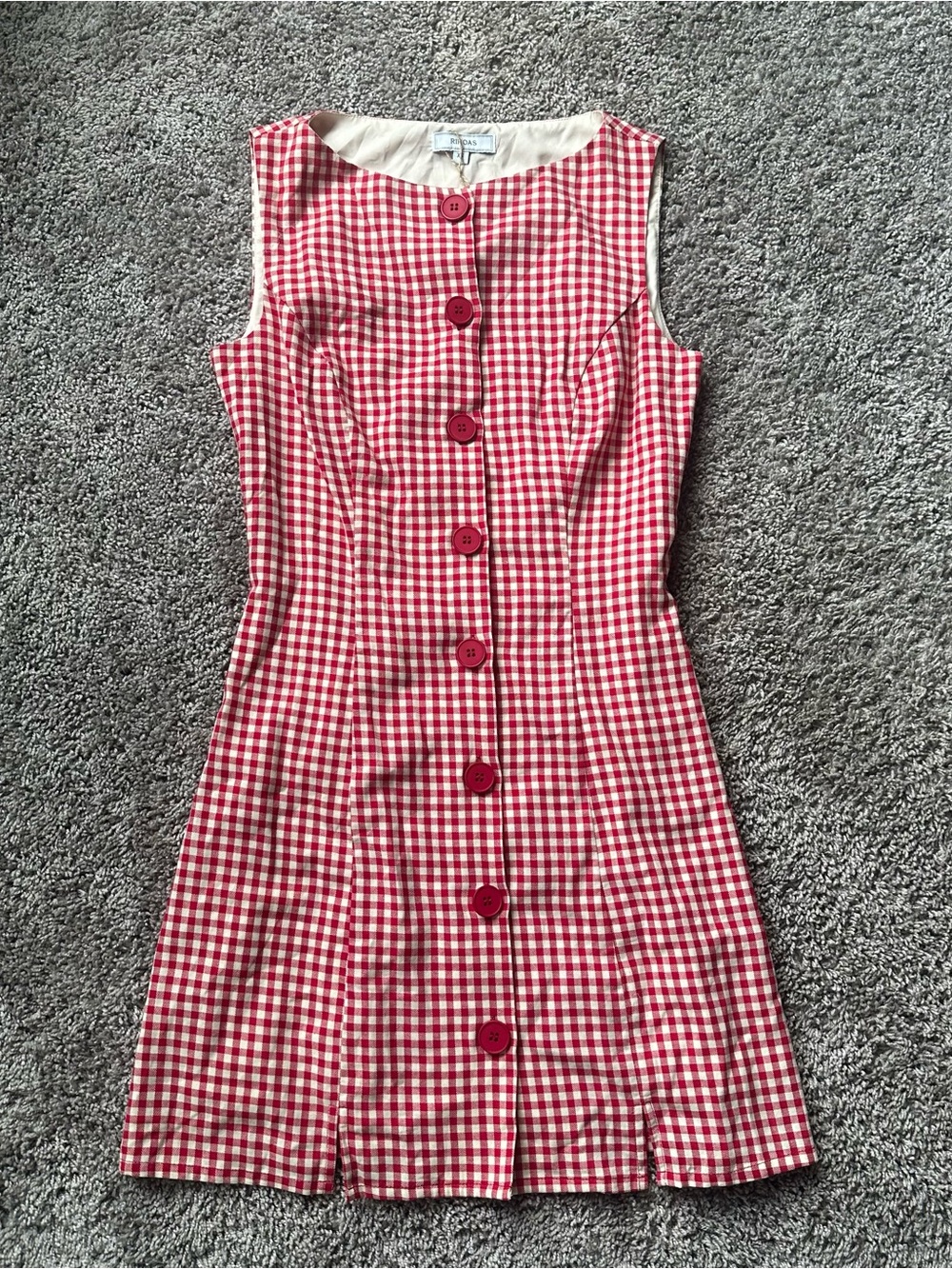 RIHOAS Red and White Gingham Mini Dress - Picture 1 of 4